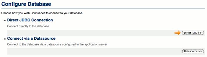 Confluence direct JDBC database connection selection. Confluence direct JDBC database connection selection.