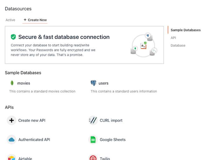 Datasource creation prompt for the example application