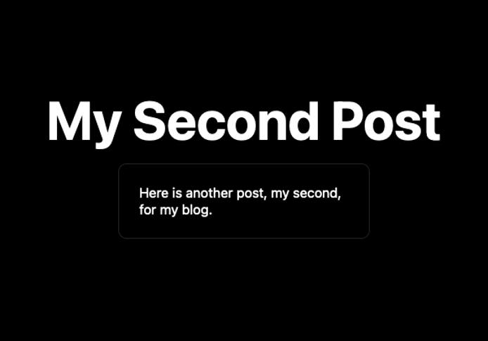 A blog post page for the example application