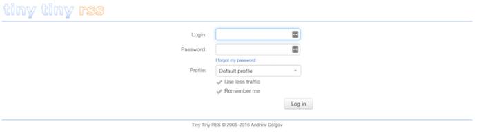 Tiny Tiny RSS Login Page Tiny Tiny RSS Login Page