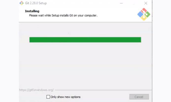Windows final Git installation screen.