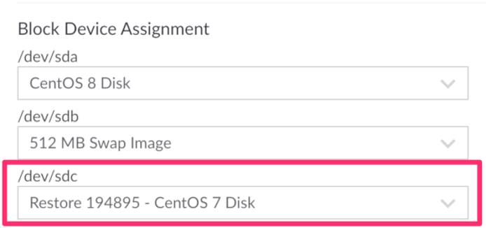 Add Restore Disk to Block Device Assignment