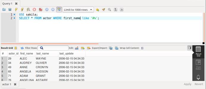 MySQL Workbench Query MySQL Workbench Query