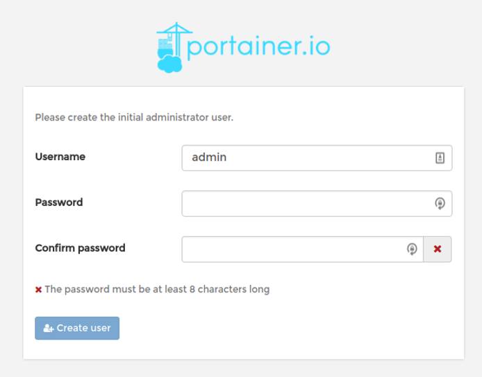 Portainer Login Screen