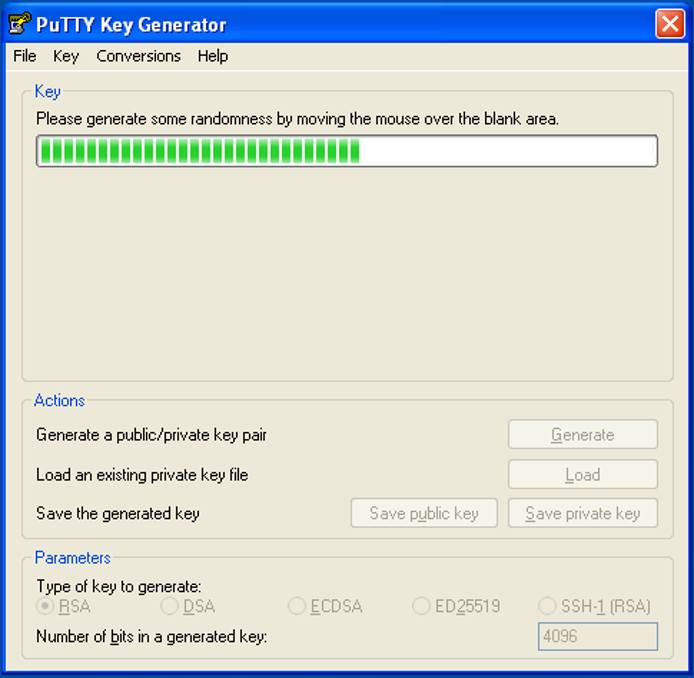 Move the mouse until the key generating is complete.