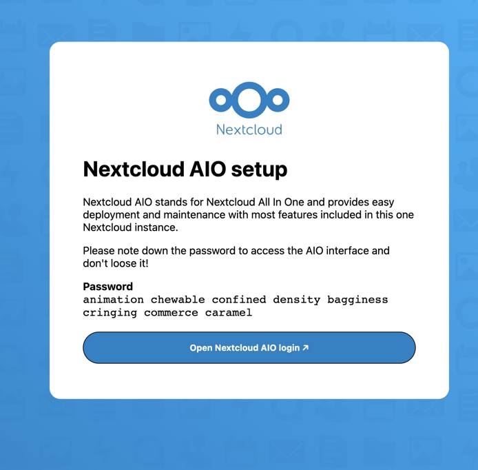 Nextcloud AIO setup