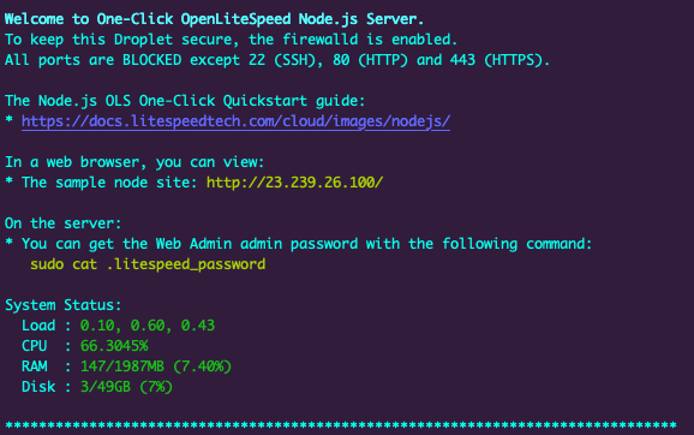OpenLiteSpeed Nose.js setup information